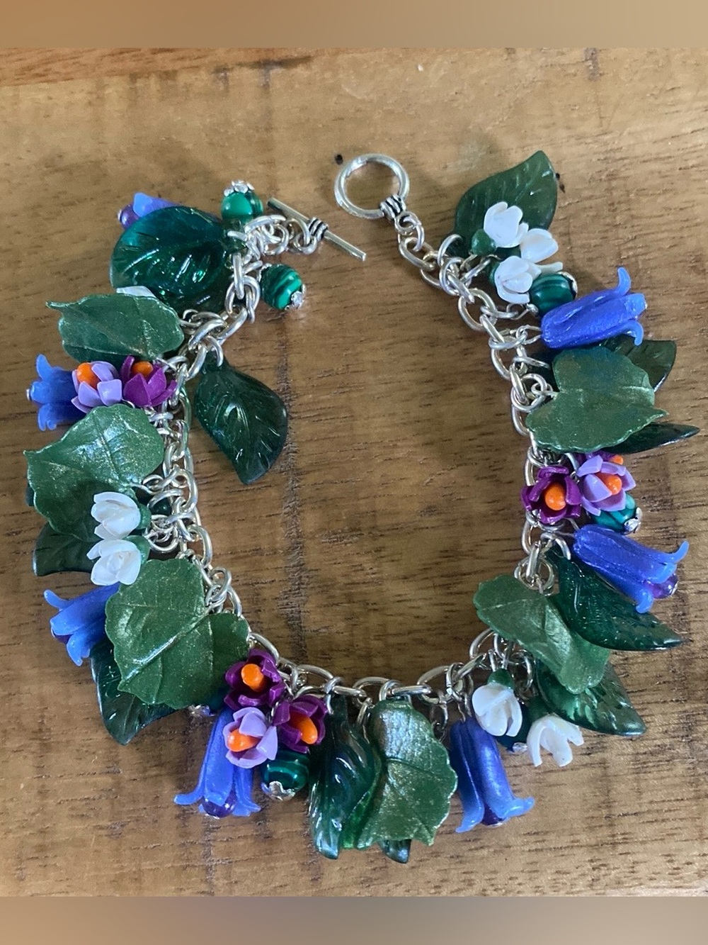 Handcrafted Clay Botanical Charm Bracelet